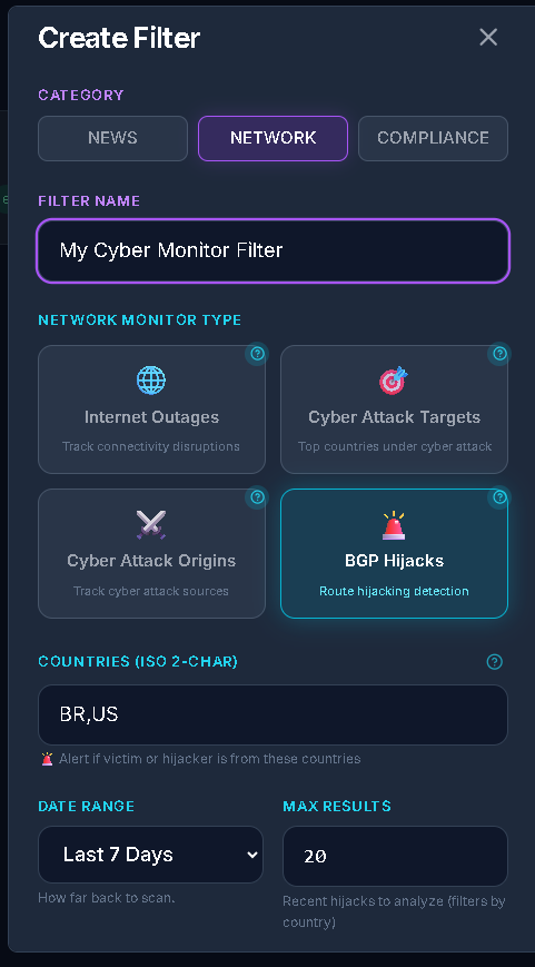 Network Filter Example